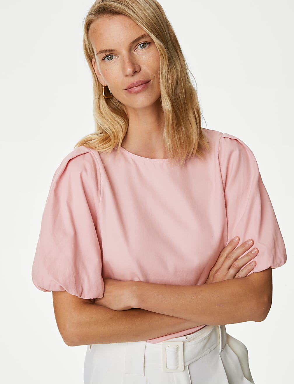 Buy Pure Cotton Puff Sleeve Blouse at Marks & Spencer