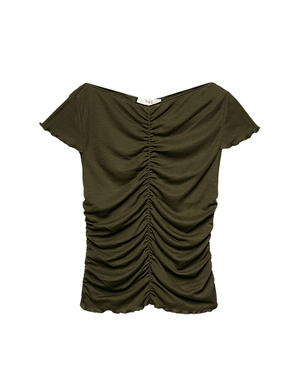 Lyocell Blend Ruched Front Top wth Wool