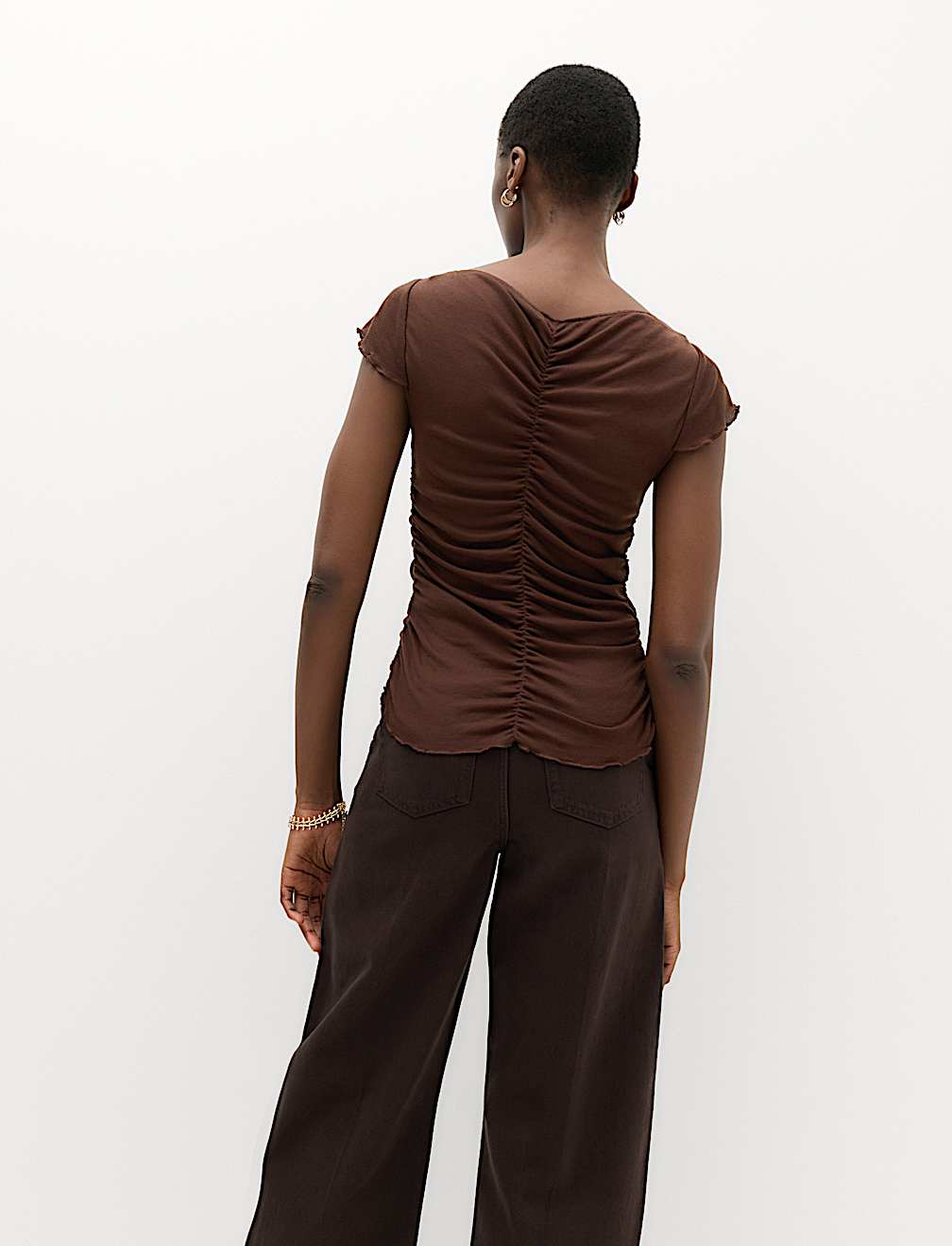 Lyocell Blend Ruched Front Top wth Wool