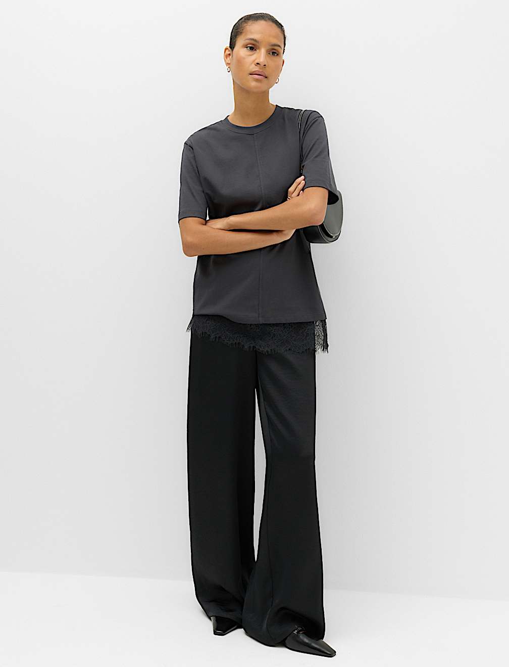 Pure Cotton Lace Hem T-Shirt