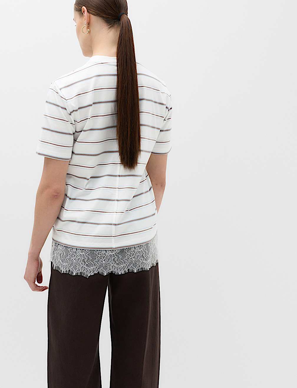 Pure Cotton Lace Hem T-Shirt
