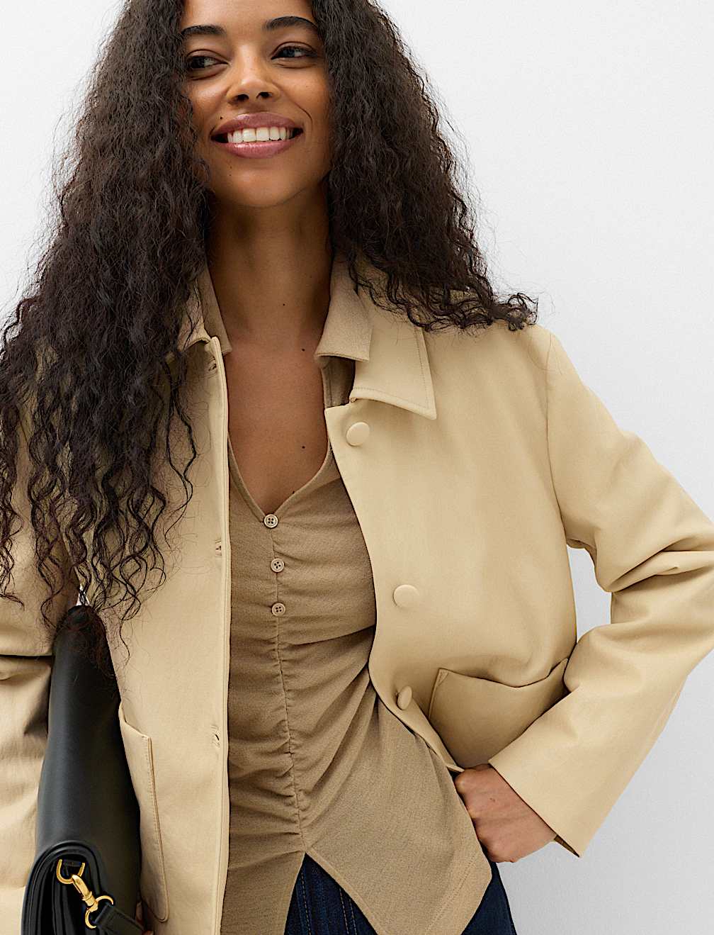 Ruched Front Buttoned Top
