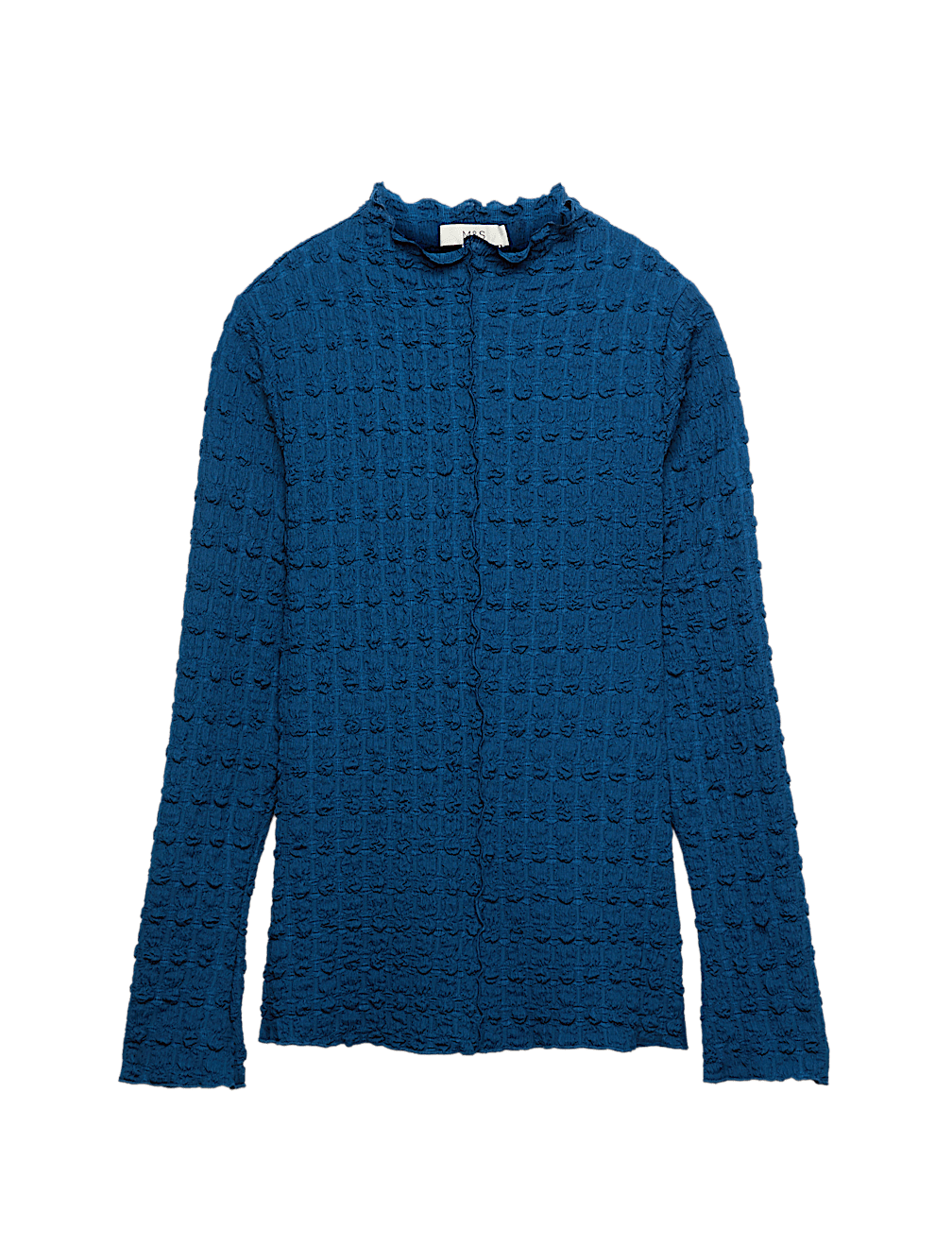 Long Sleeve Funnel Neck Textured Top