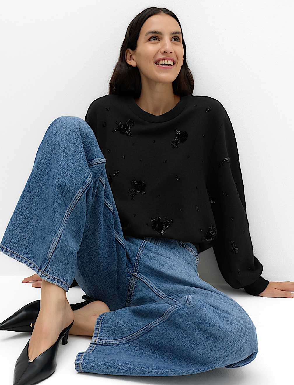Cotton Rich Embellished Sweatshirt
