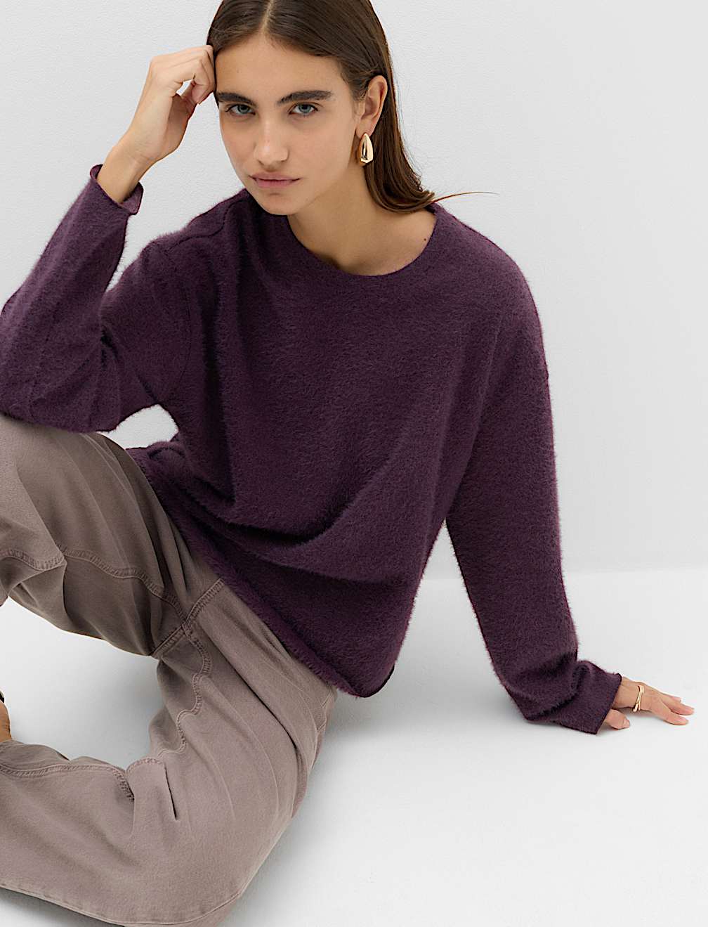 Cosy Eyelash Crew Neck Sweatshirt