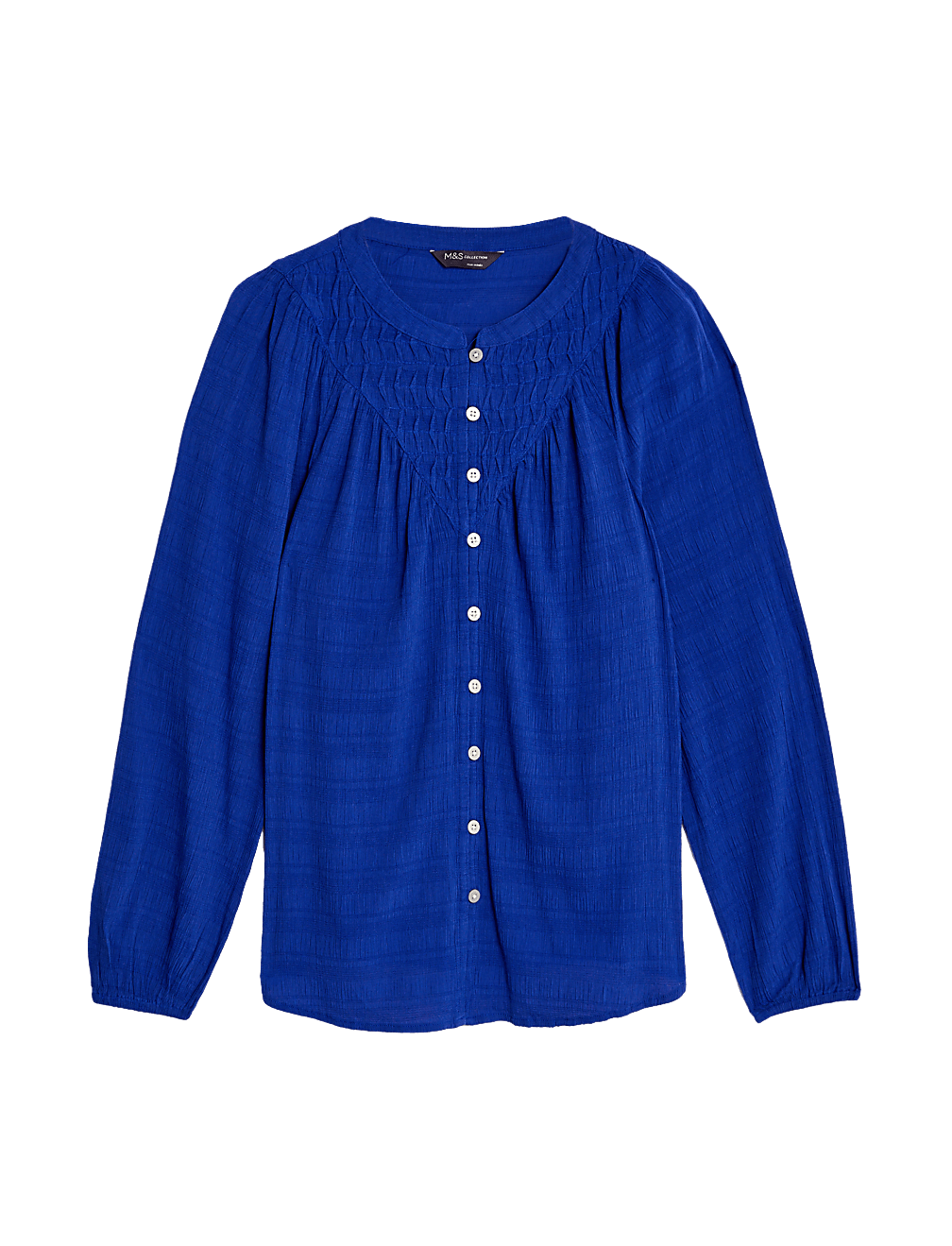 Cotton Blend Button Through Popover Blouse