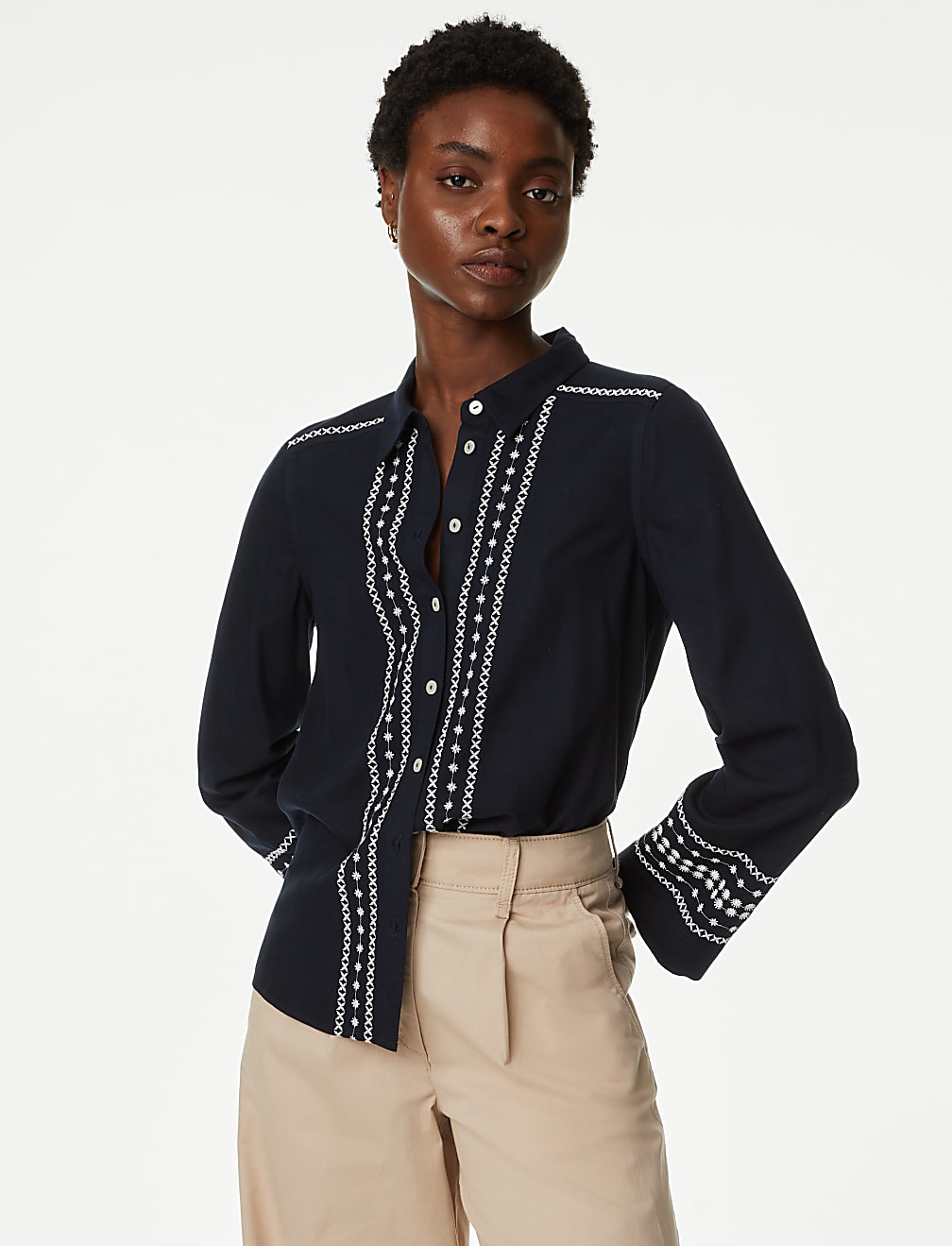 Embroidered Collared Blouse