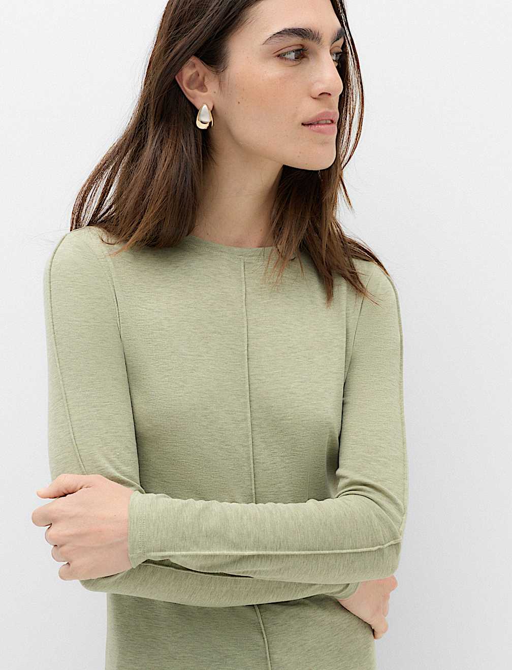 Marl Long Sleeve Top with Wool