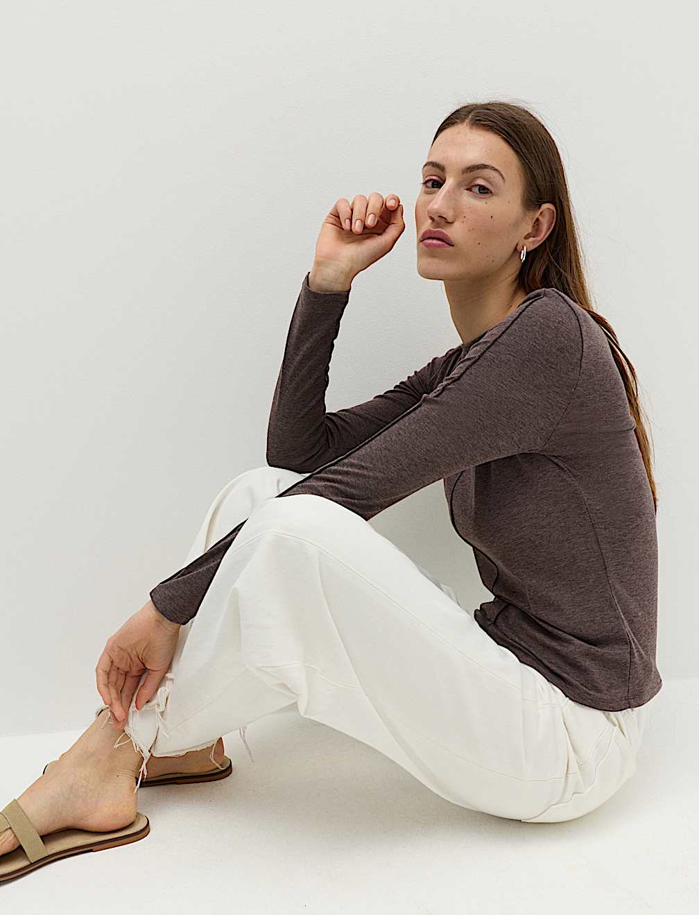 Marl Long Sleeve Top with Wool