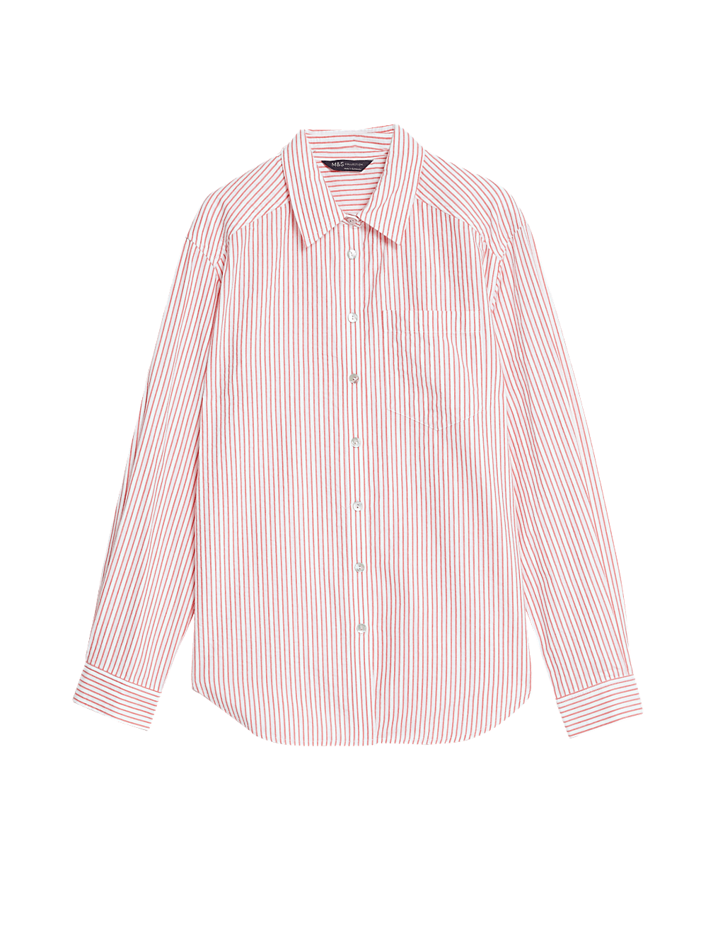 Cotton Rich Striped Collared Shirt