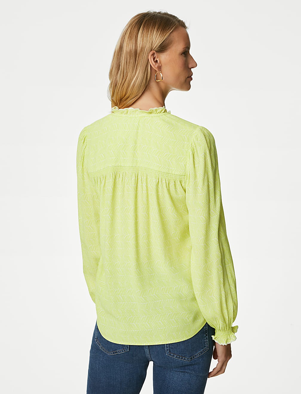 Printed V-Neck Ruffle 'Popover' Blouse