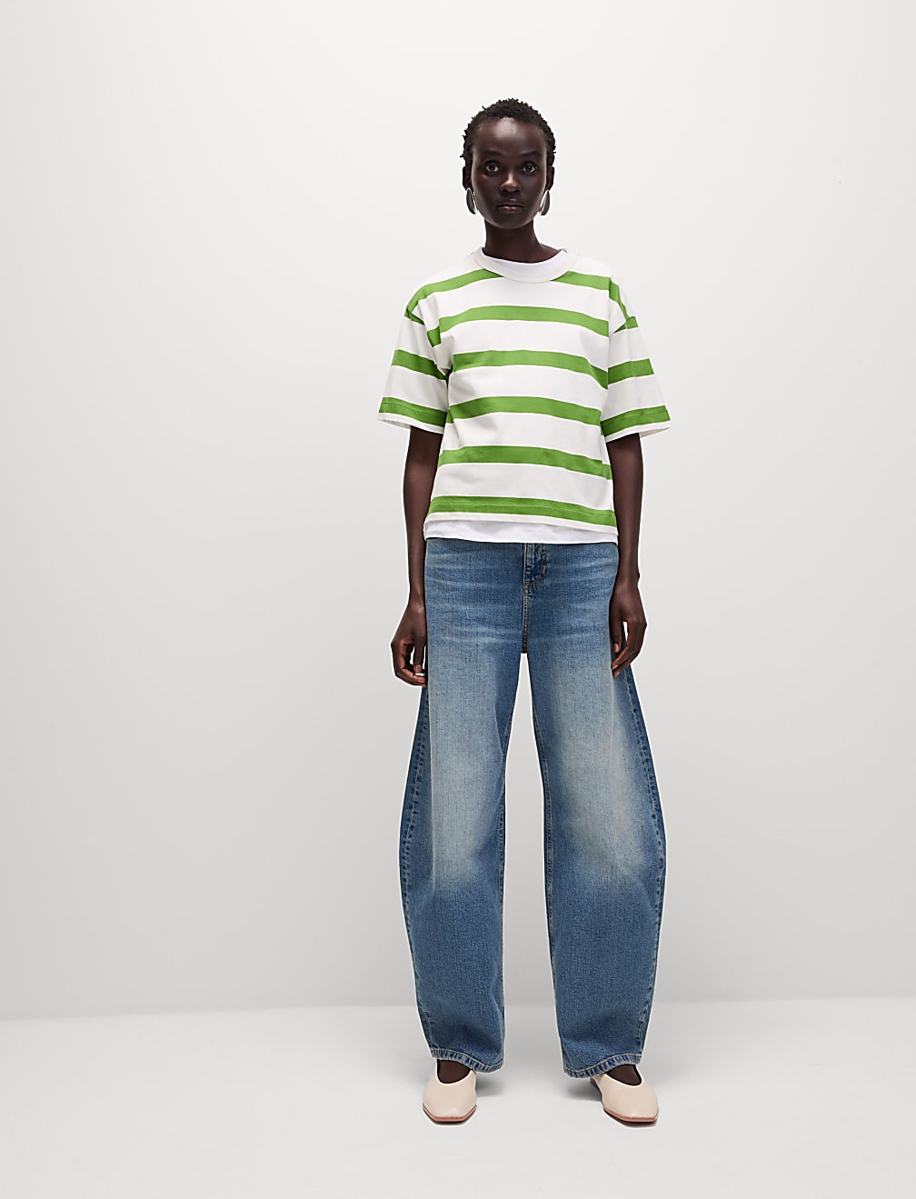 Pure Cotton Striped Boxy T-Shirt