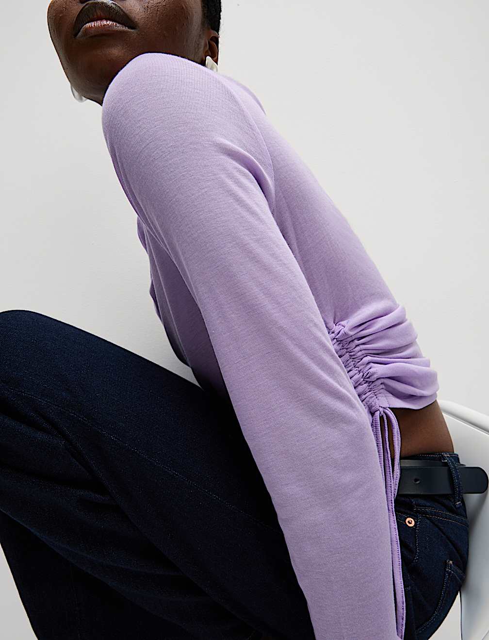 Lyocell Rich Ruched Top with Wool