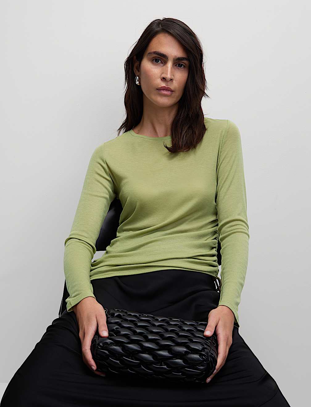 Lyocell Rich Ruched Top with Wool