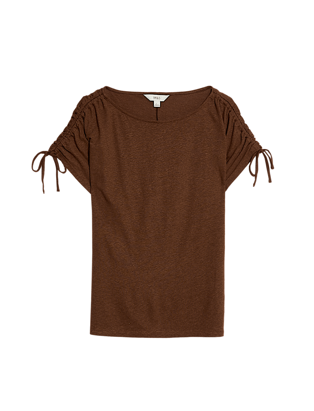 Linen Blend Ruched T-Shirt