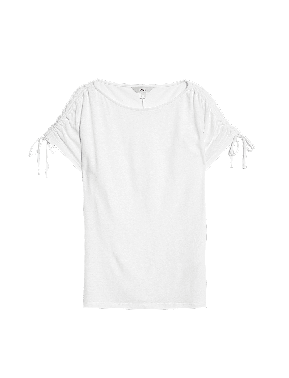 Linen Blend Ruched T-Shirt