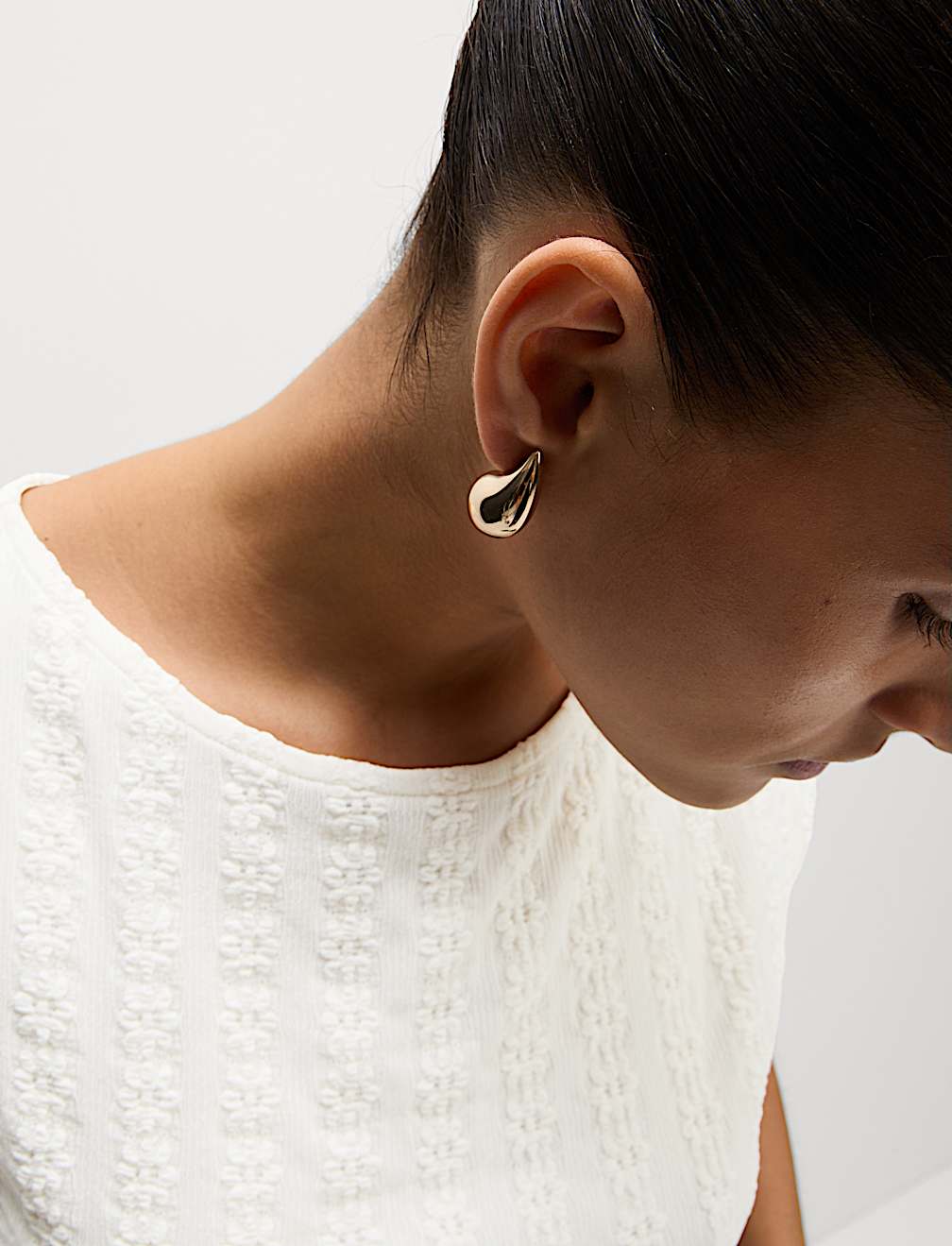 Ruched Mesh Slash Neck Top