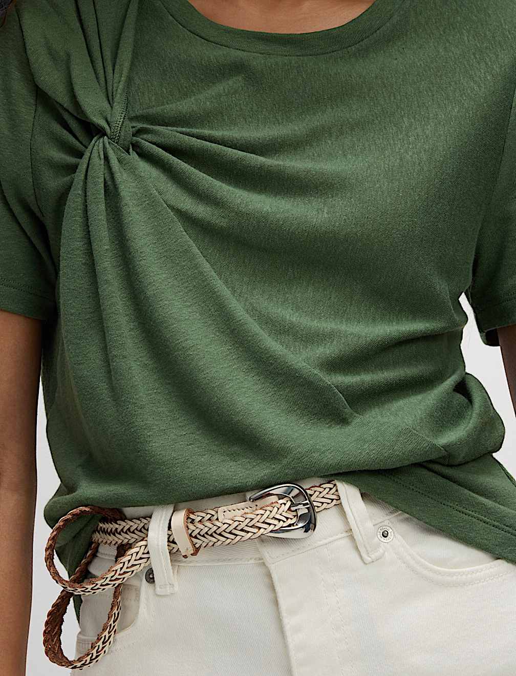 Linen Rich Twist Front T-Shirt