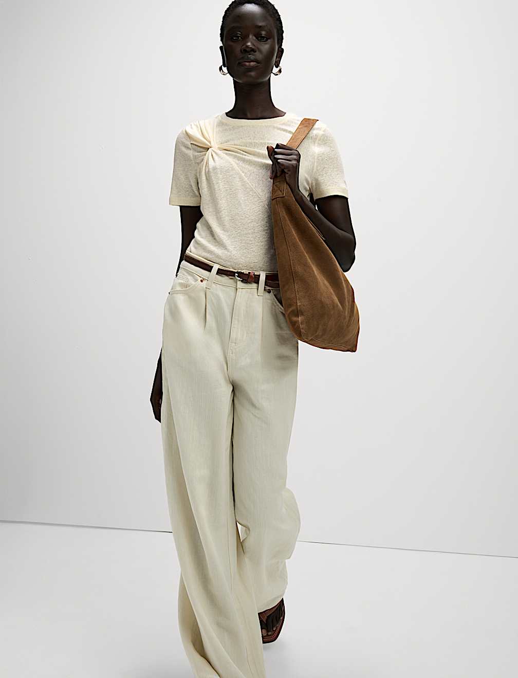 Linen Rich Twist Front T-Shirt