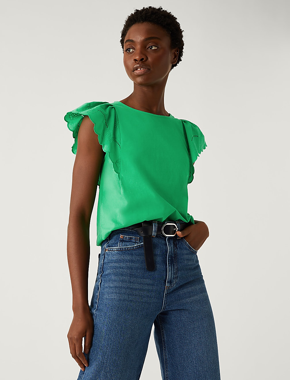 Pure Cotton Broderie Detail Top