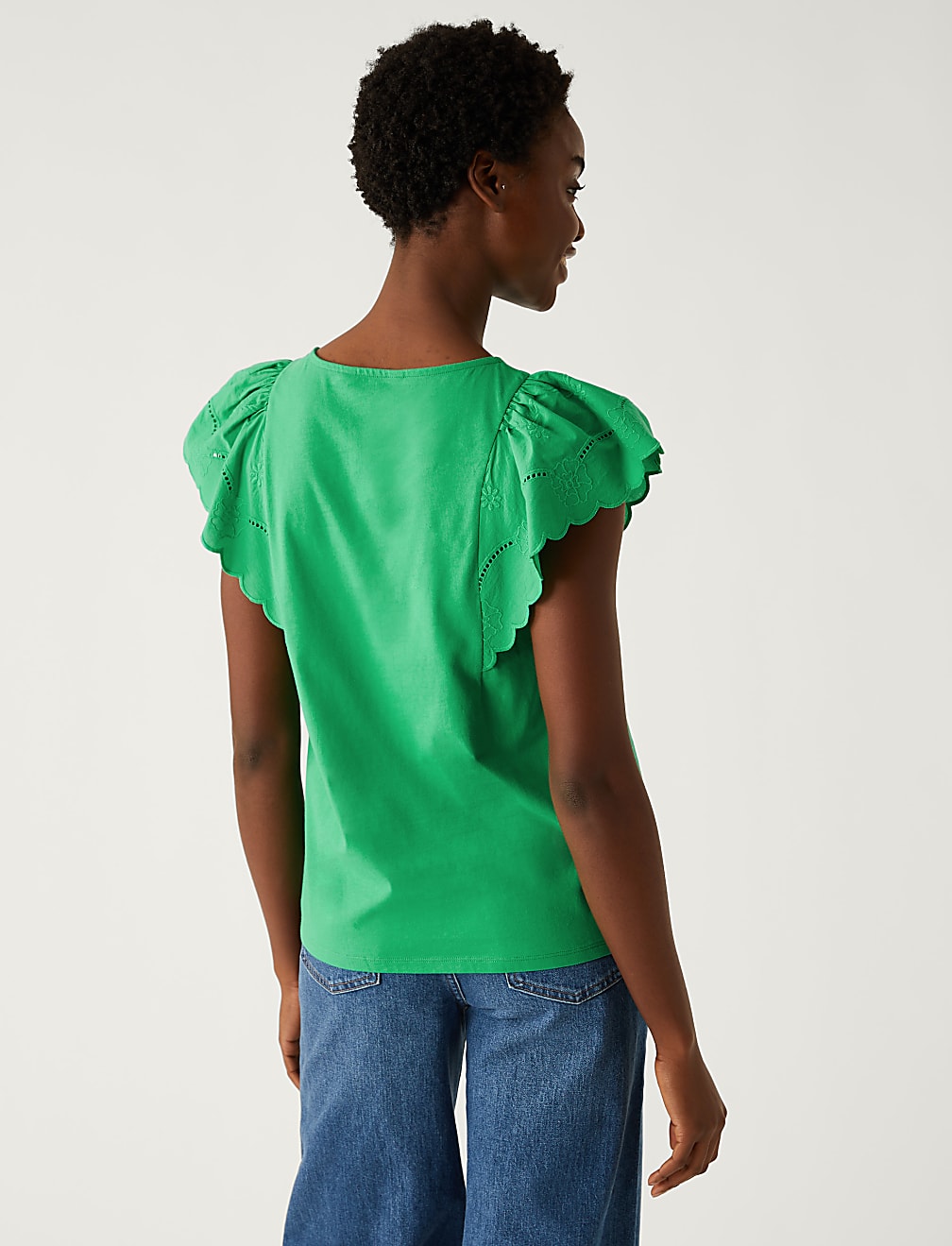 Pure Cotton Broderie Detail Top