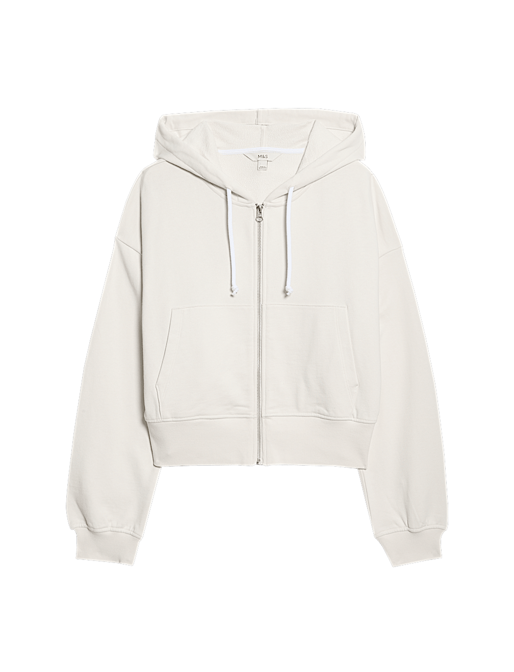 Pure Cotton Cropped Zip Through Hoodie