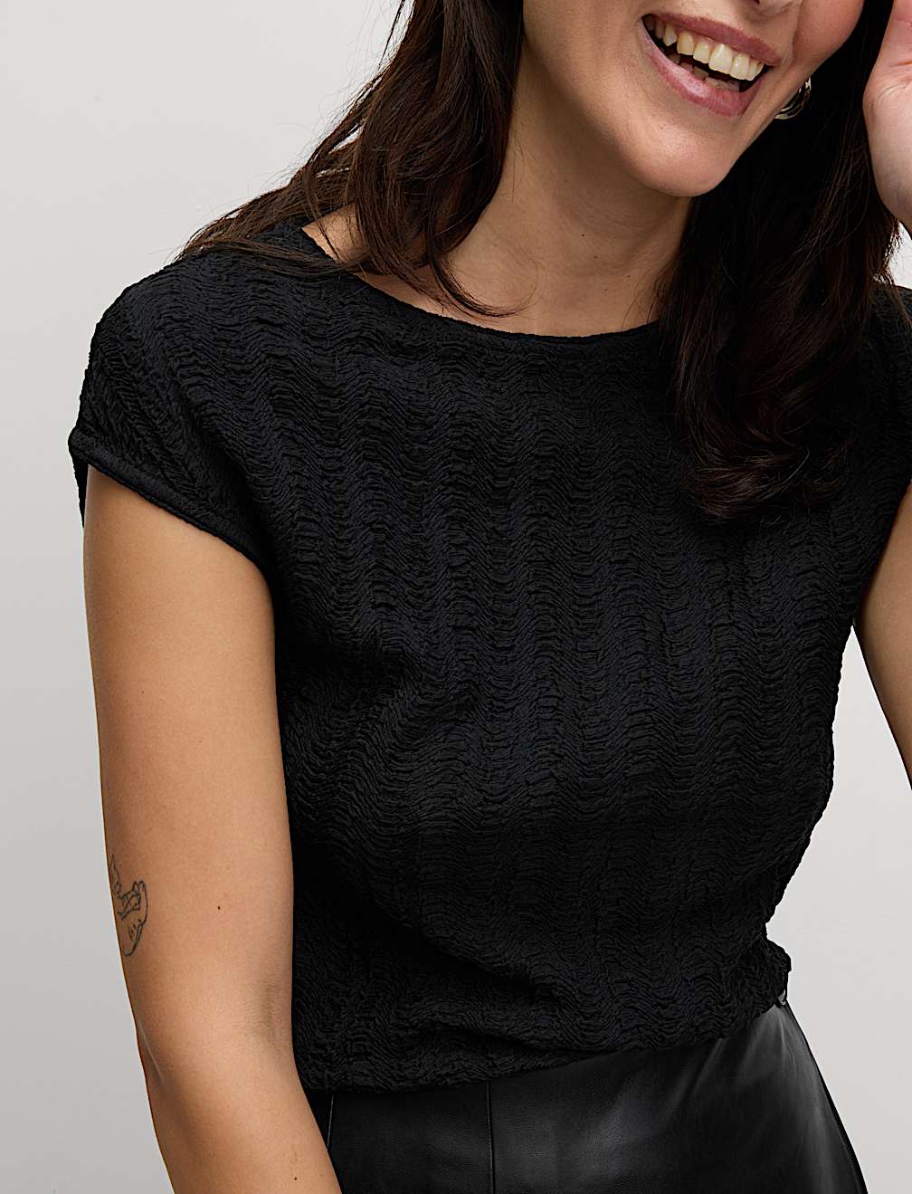 Short Sleeve Textured Top