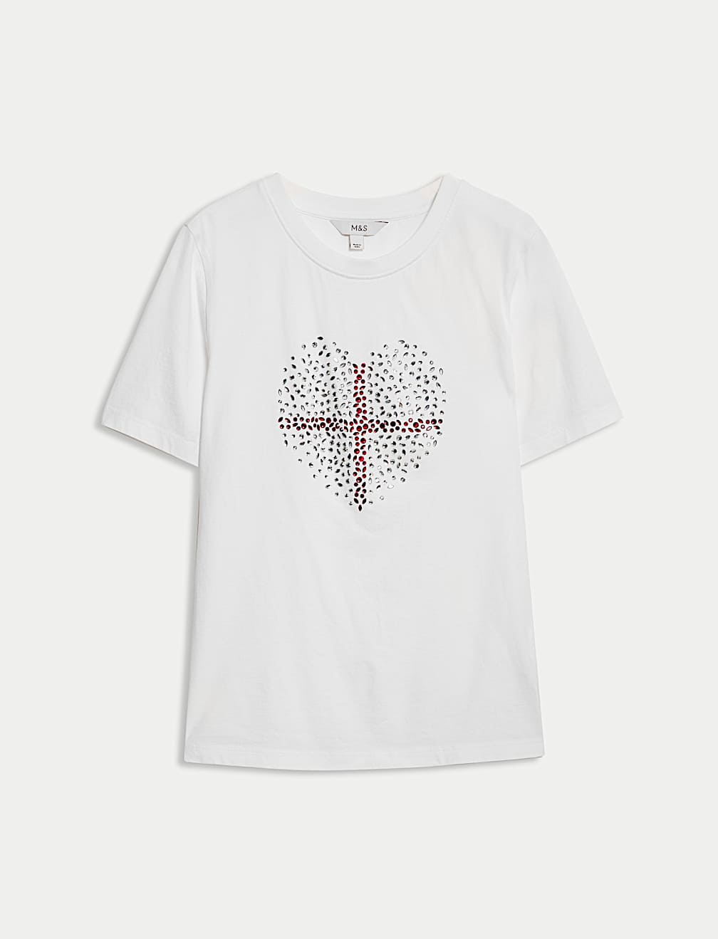 Pure Cotton Embellished Euro Heart T-Shirt
