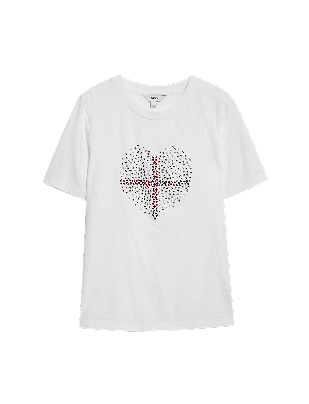 Pure Cotton Embellished Euro Heart T-Shirt