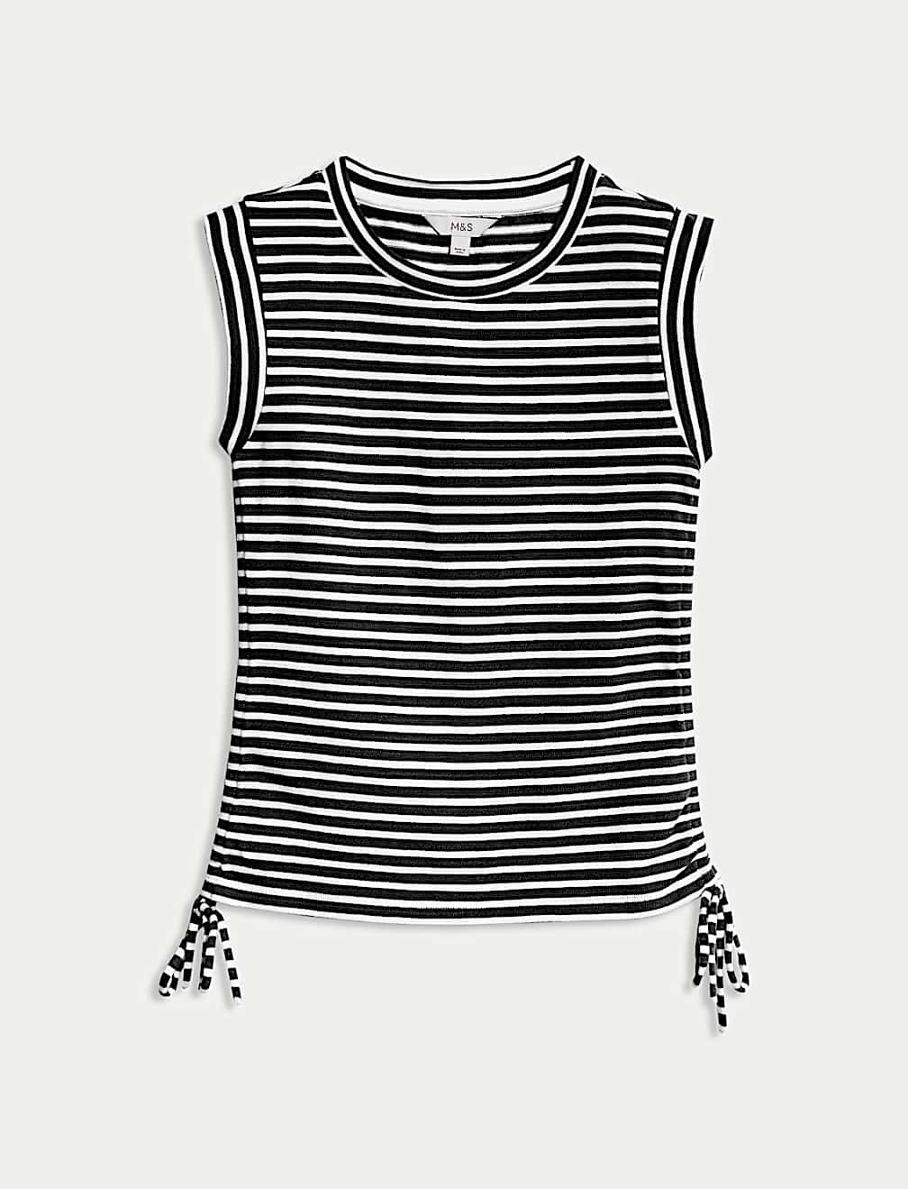 Pure Cotton Striped Drawstring Top