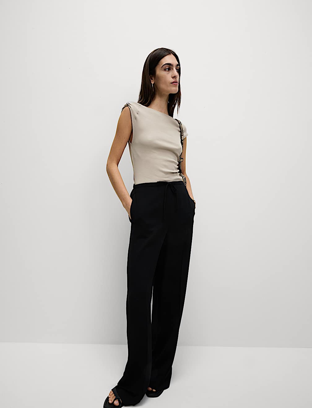 Cotton Rich Asymmetric Neck Vest
