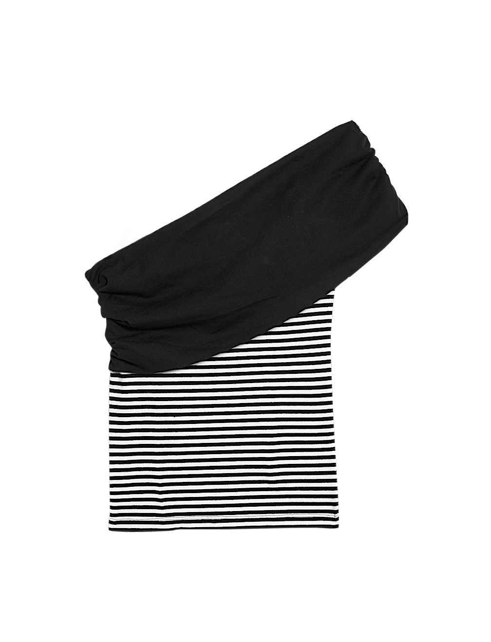 Cotton Rich Striped Ribbed One Shoulder Top