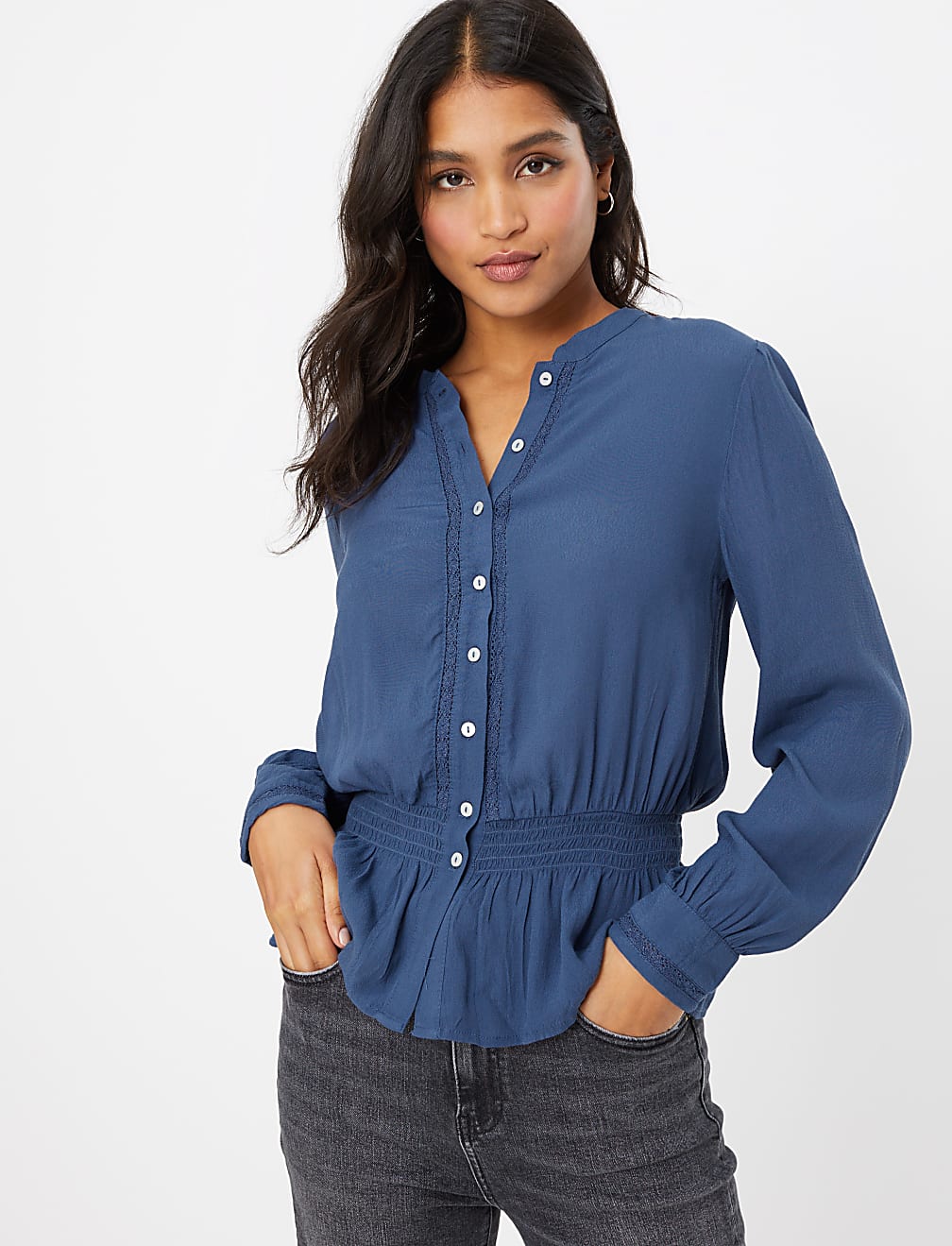 Waisted Long Sleeve Blouse