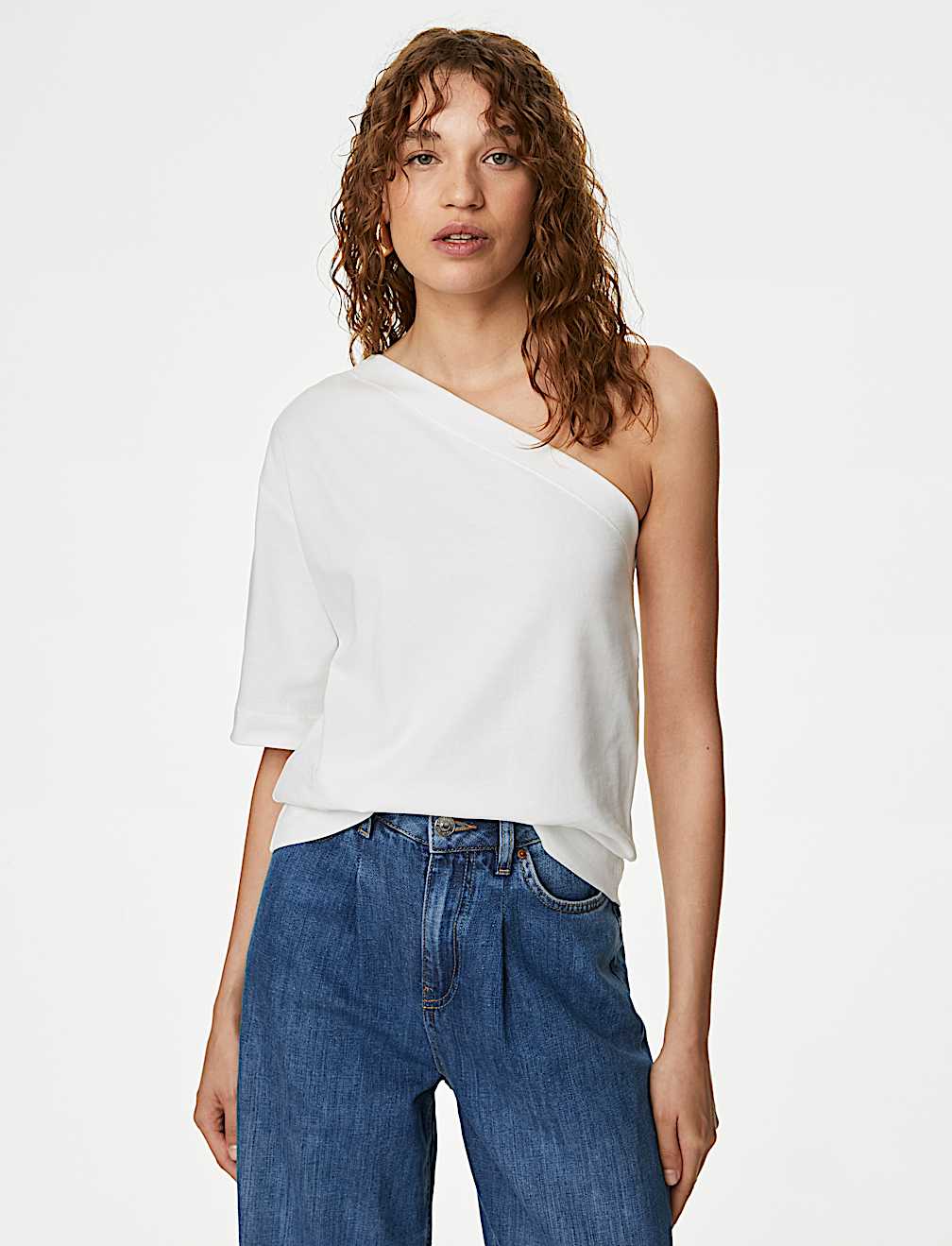 Pure Cotton One Shoulder Top