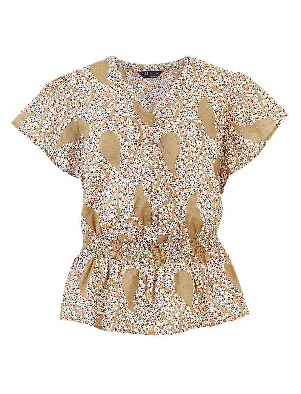 Pure Cotton Floral V-Neck Blouse