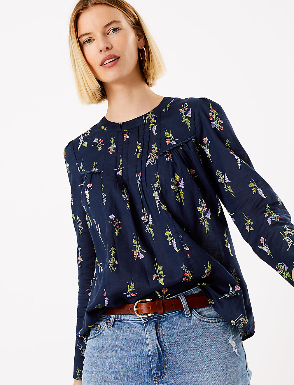 Pure Cotton Floral Print Blouse