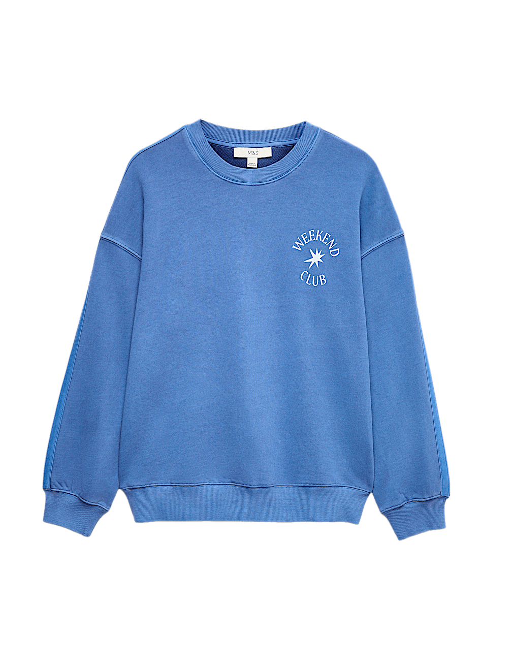 Pure Cotton Slogan Side Striped Sweatshirt