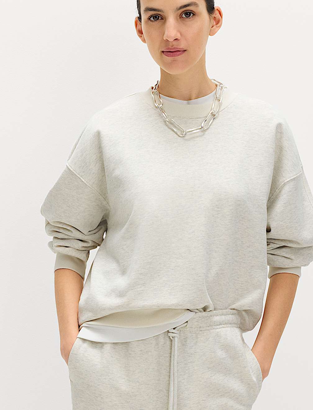 Pure Cotton Slogan Side Striped Sweatshirt