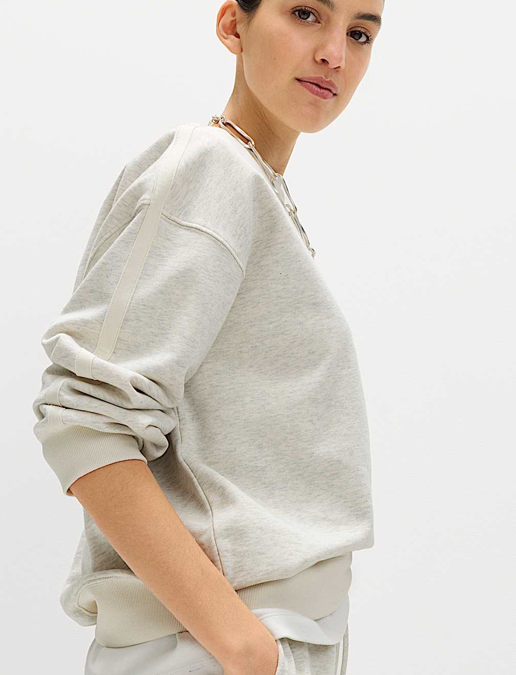Pure Cotton Slogan Side Striped Sweatshirt