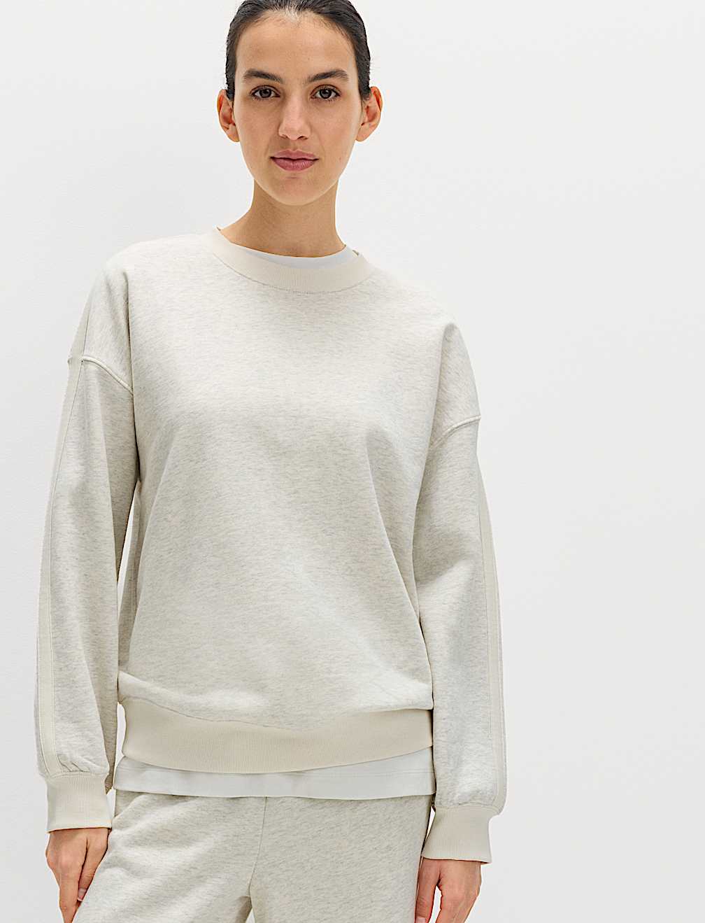 Pure Cotton Slogan Side Striped Sweatshirt