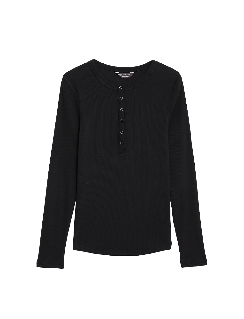 Cotton Rich Ribbed Henley Top