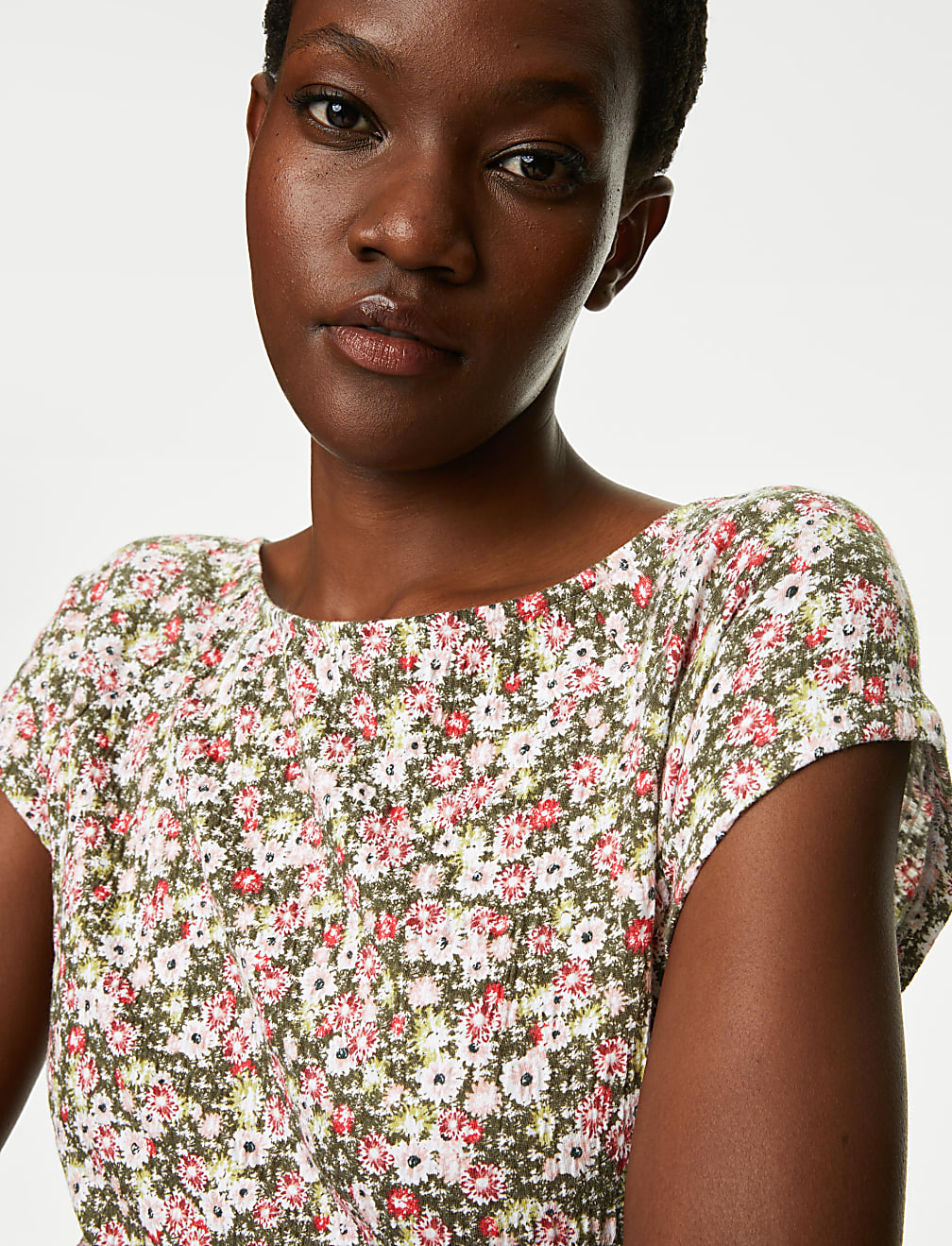 Cotton Blend Floral Off The Shoulder Top