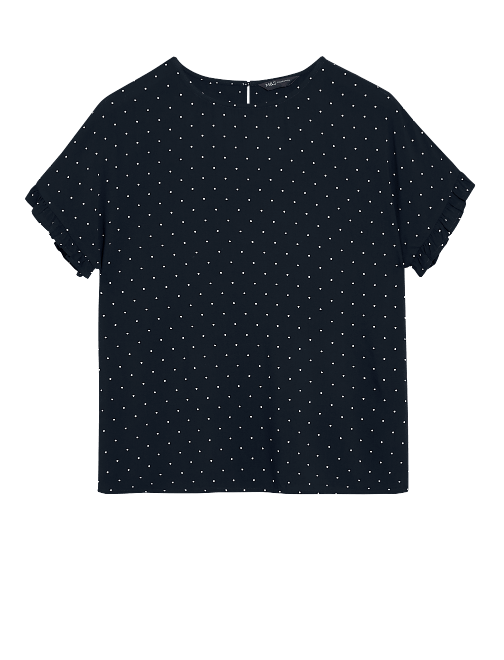 Polka Dot Frill Detail Short Sleeve Top