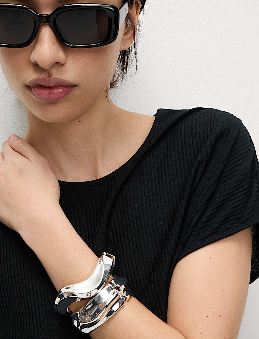 Plisse Round Neck Top