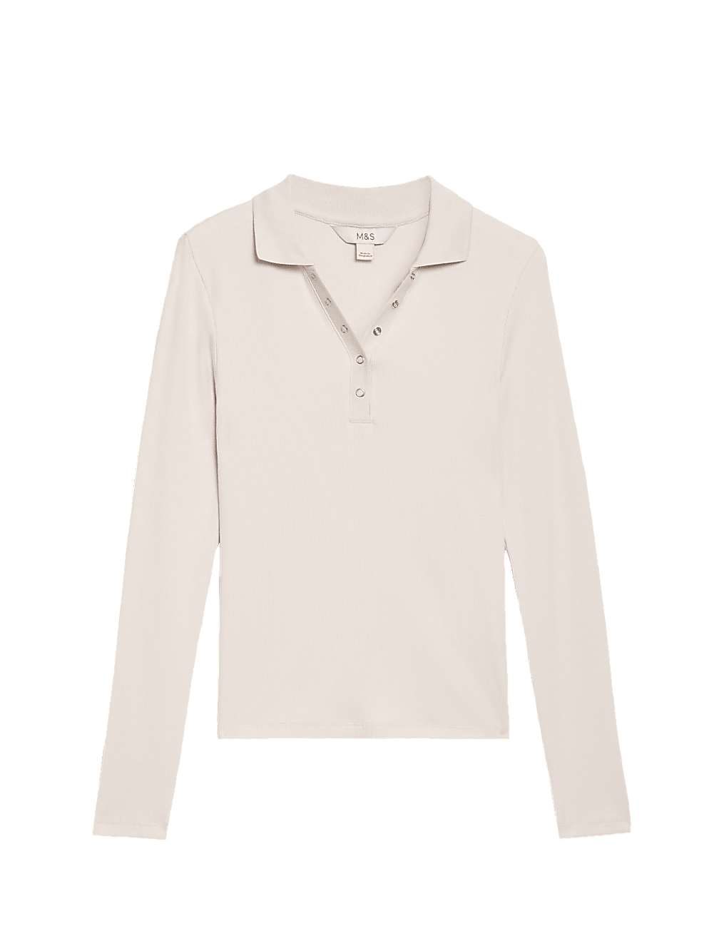 Cotton Rich Ribbed Collared Polo Top