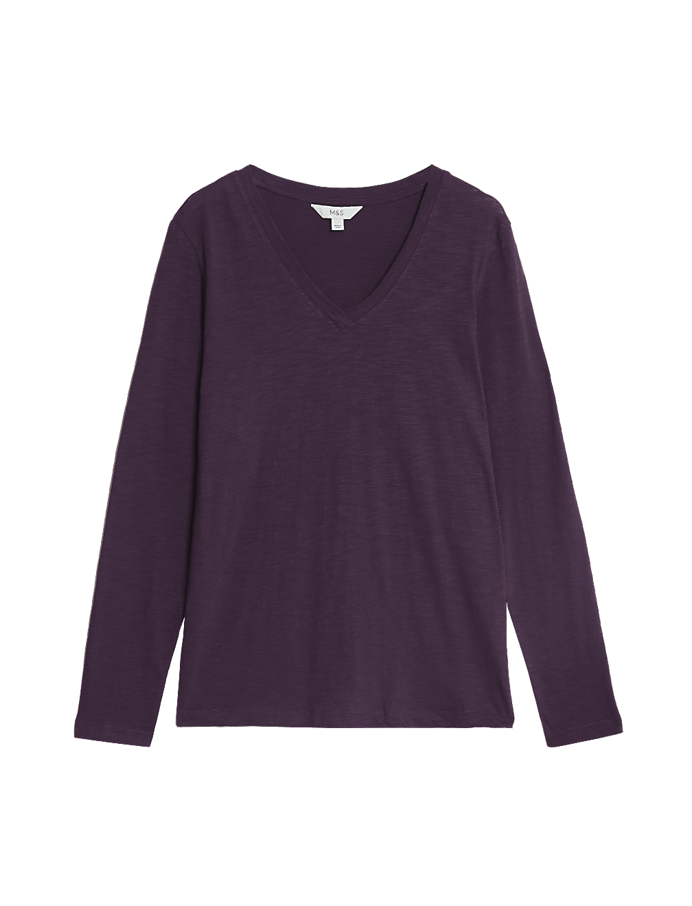Pure Cotton Long Sleeve V-Neck Top