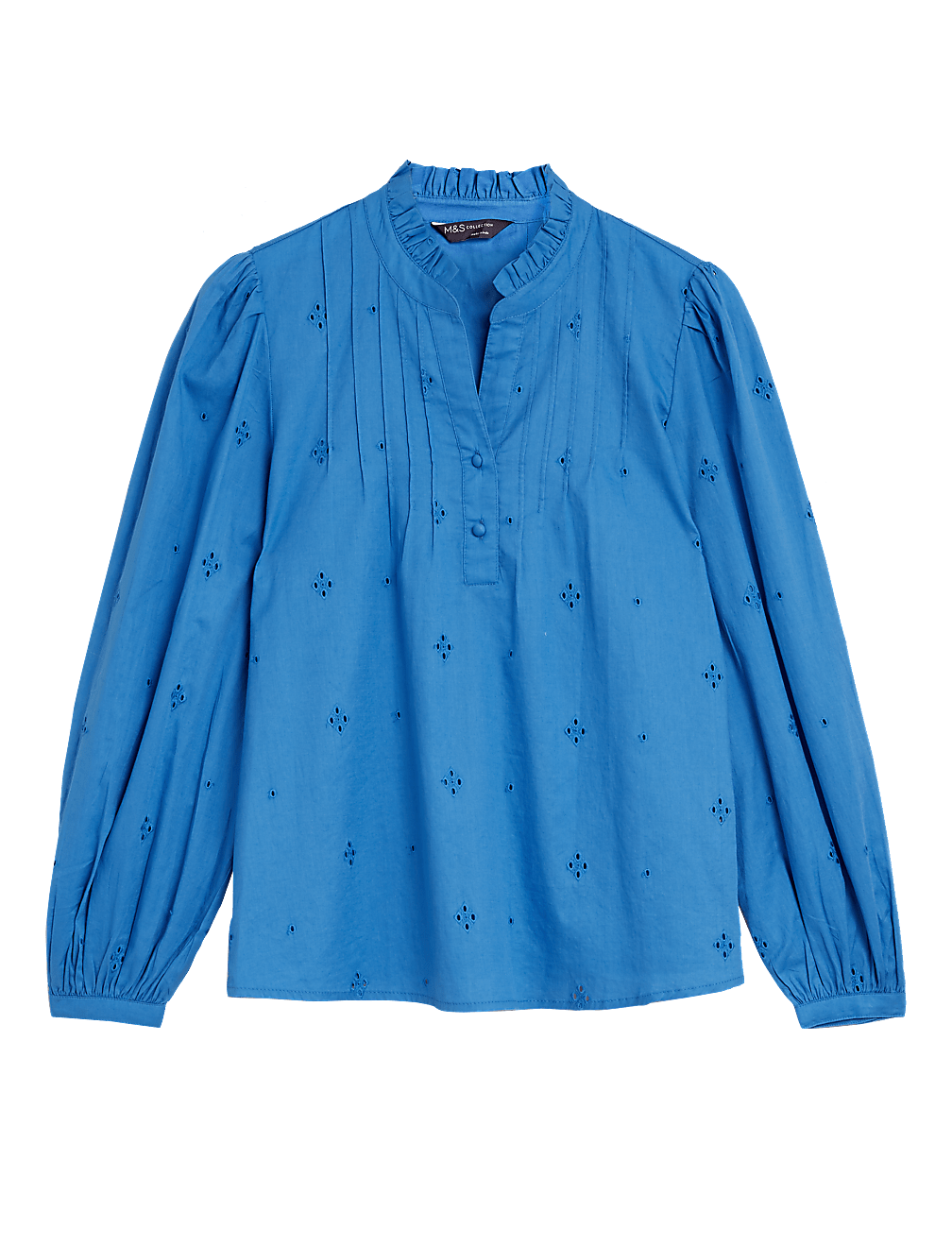 Pure Cotton Broderie Long Sleeve Blouse