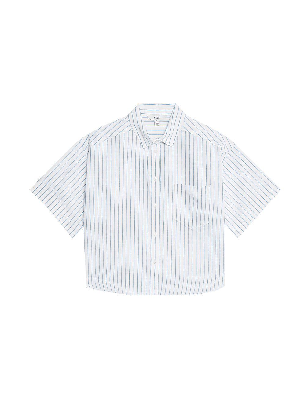 Pure Cotton Cropped Striped Shirt