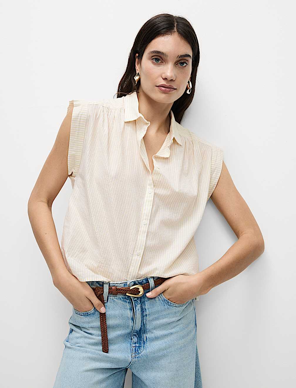 Cotton Rich Sparkly Striped Shirt