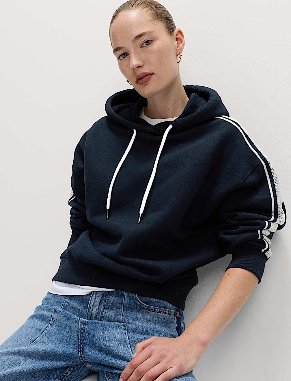 Pure Cotton Side Stripe Hoodie